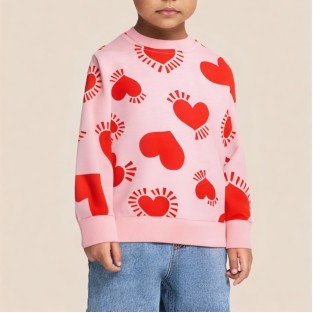 Heart-print crew neck sweatshirt for girls