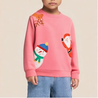 Girls' round-neck warm long-sleeved sweatshirt