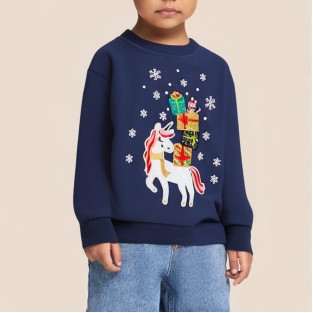 Blue comfortable long-sleeved sweatshirt for girls