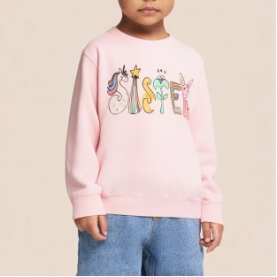 Simple round neck girls' long-sleeved sweatshirt