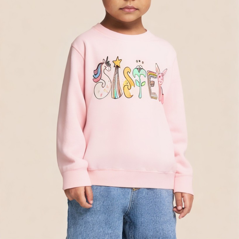 Simple round neck girls' long-sleeved sweatshirt