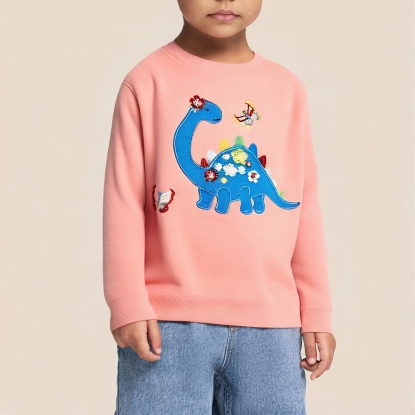 Crew neck comfortable girls' long-sleeved sweatshirt