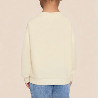 Beige breathable crew neck pullover sweatshirt for girls