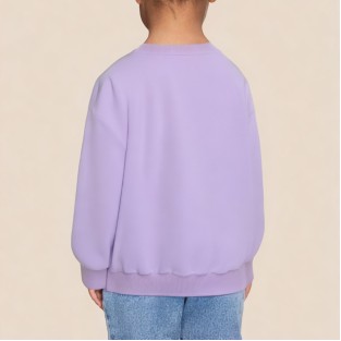 Purple round neck girls' long-sleeved sweatshirt