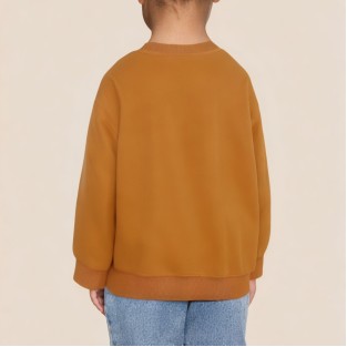 Brown embroidered long-sleeved sweatshirt for girls