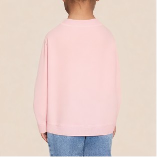 Pink round neck long-sleeved sweatshirt for girls
