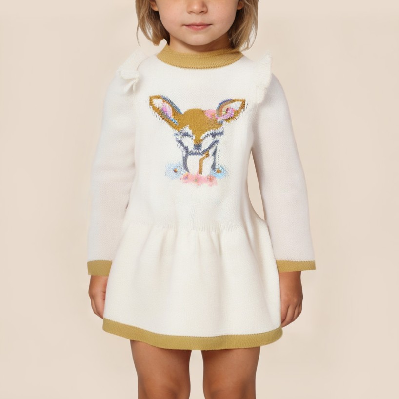 Color-blocked knitted girls' dress