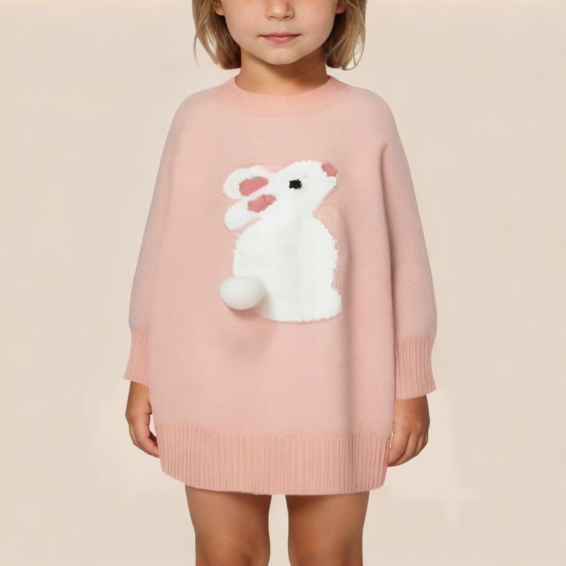Fashionable and soft knitted girls' dress