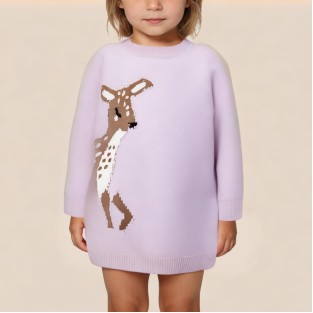 Purple autumn knitted dress for girls