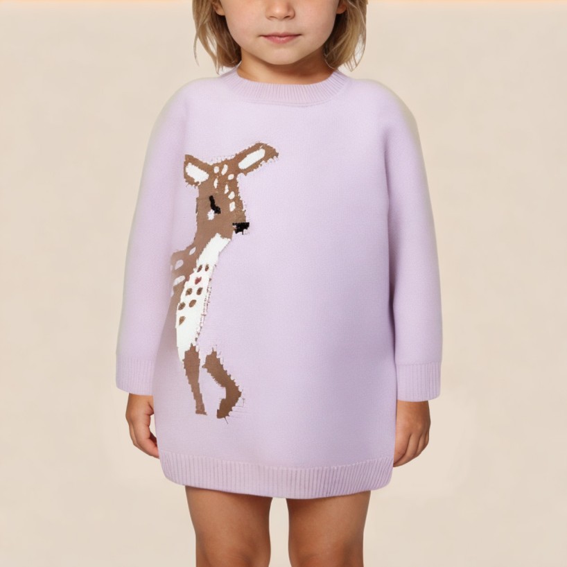 Purple autumn knitted dress for girls