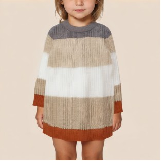 Autumn patchwork knitted girls' dress