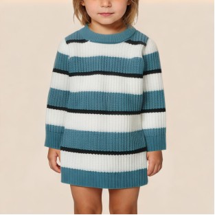 Unique striped pattern girls' dress