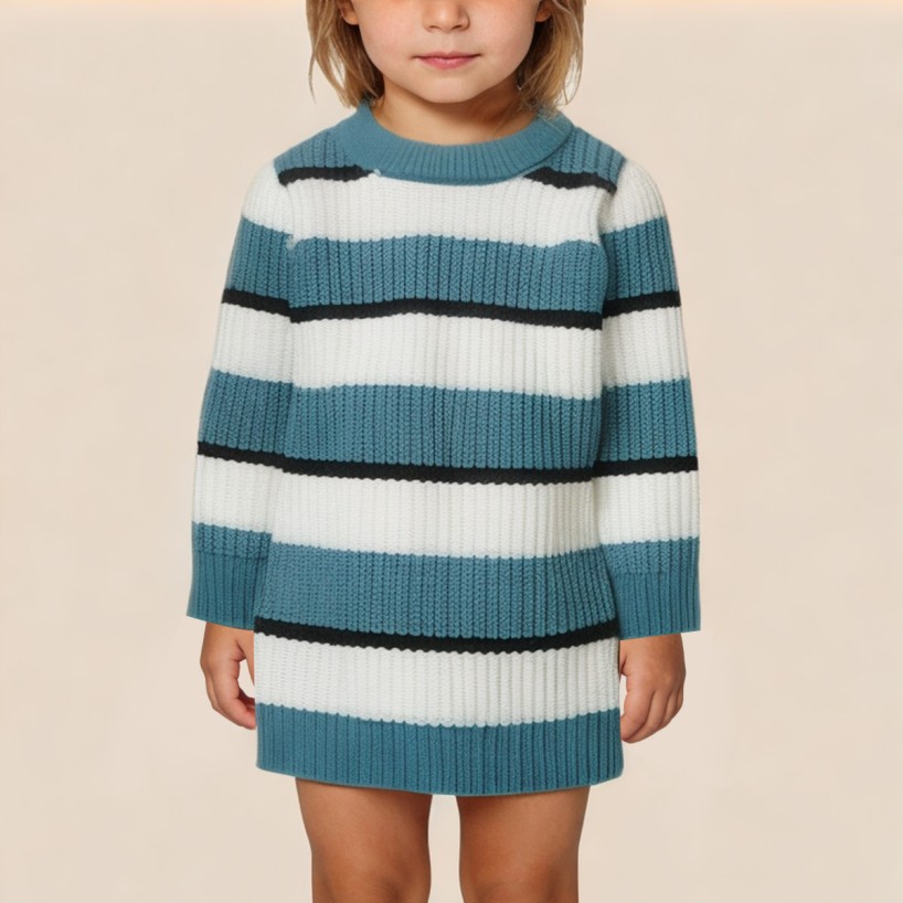 Unique striped pattern girls' dress