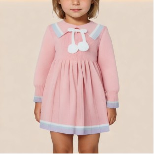 Fashionable pleated hem girls' dress