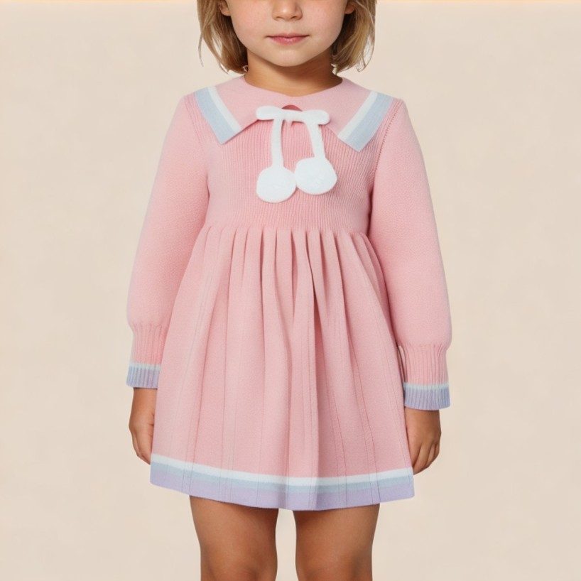 Fashionable pleated hem girls' dress