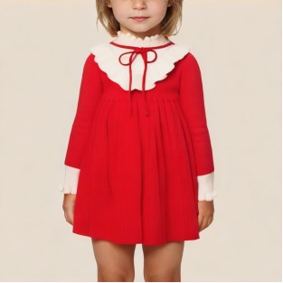 High-quality red ruffled girls' dress