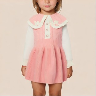 Fashionable peter pan collar crochet girls' dress