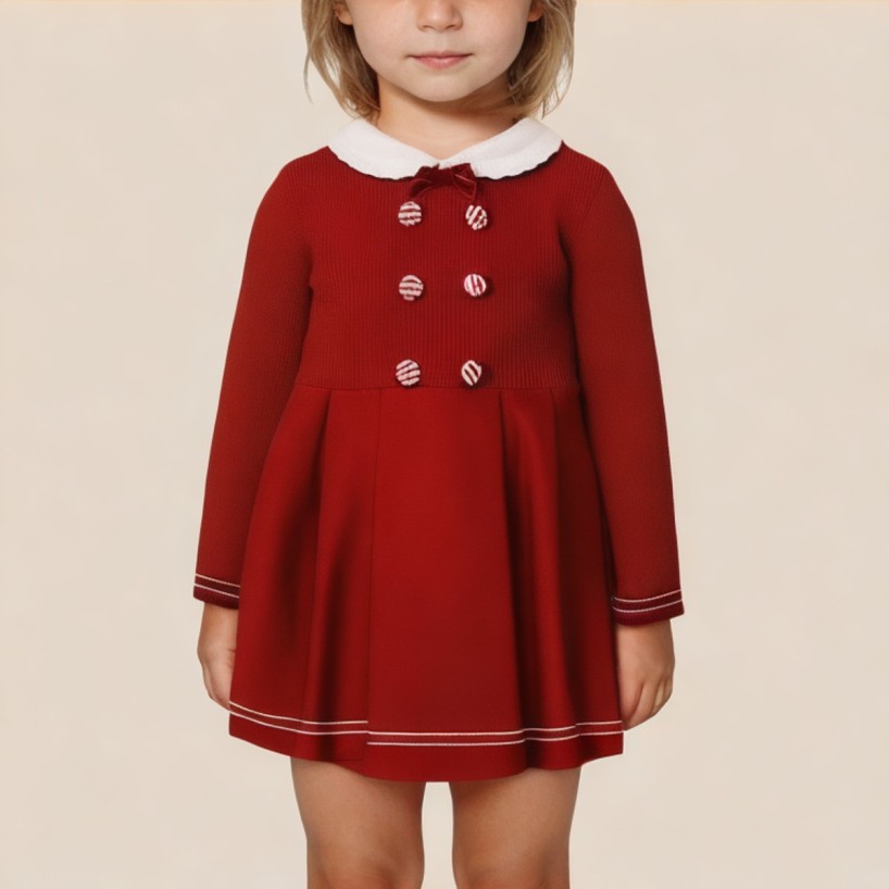Red fashion loose knitted girls' dress