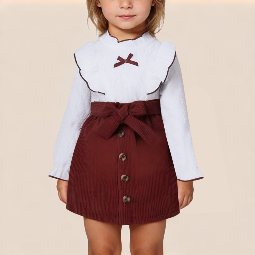 Autumn long-sleeved ruffled girls' dress