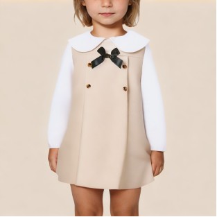 Elegant peter pan collar long sleeve girls' dress