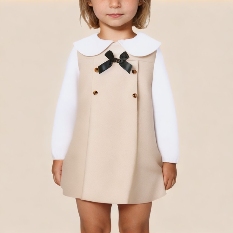 Elegant peter pan collar long sleeve girls' dress