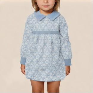 Blue autumn collared girls' dress