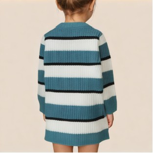 Unique striped pattern girls' dress