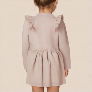 Pink knitted long-sleeved girls' dress