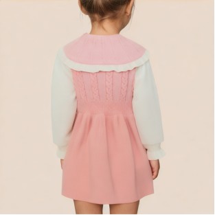 Fashionable peter pan collar crochet girls' dress