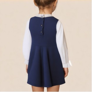 High-quality round neck lace girls' dress
