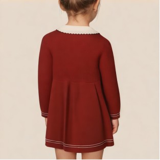 Red fashion loose knitted girls' dress