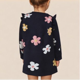 Floral pattern knitted girls' dress