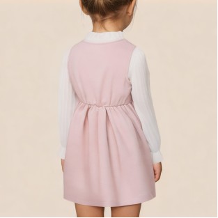 Ruffled round neck patchwork girls' dress