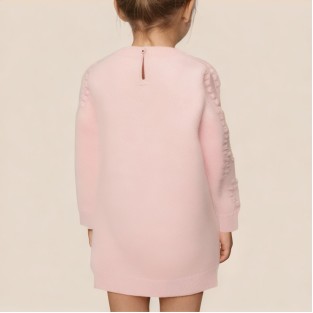 Pink heart-patterned knitted dress for girls
