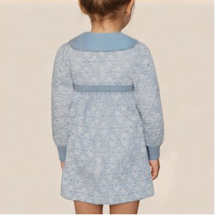 Blue autumn collared girls' dress