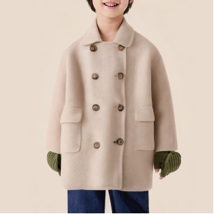 Elegant double-breasted warm long coat for boys