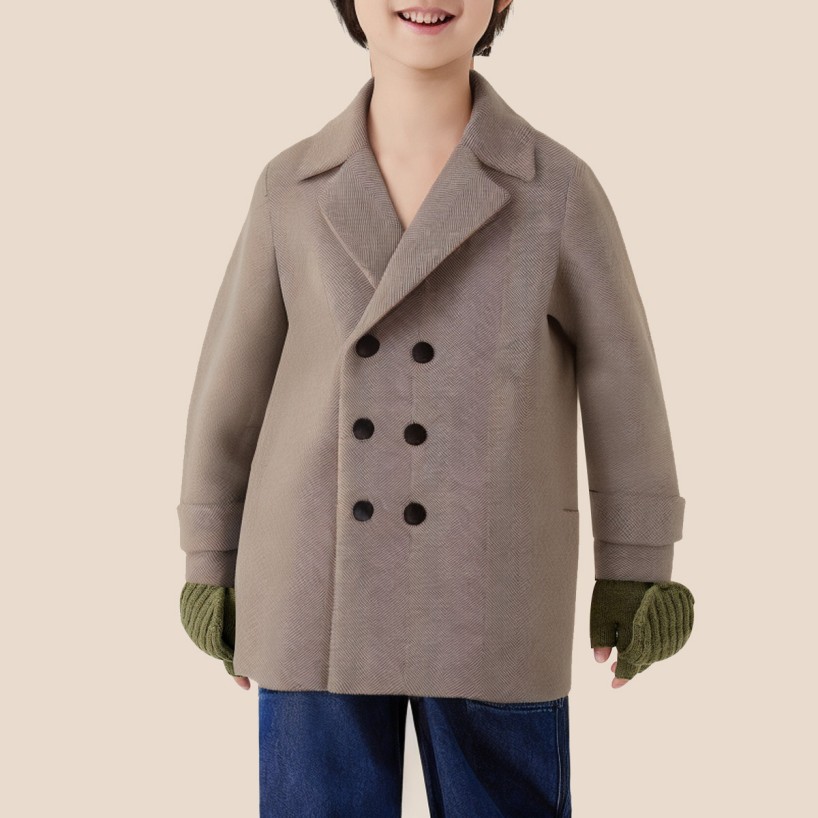 Stylish thickened long coat for boys