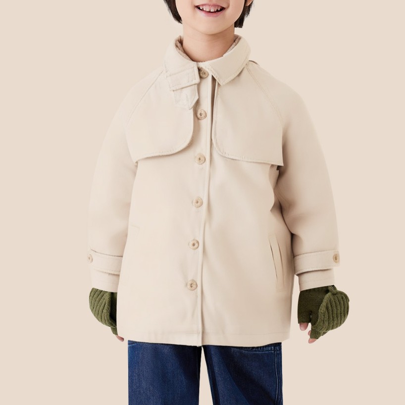 Simple autumn loose-fitting long coat for boys