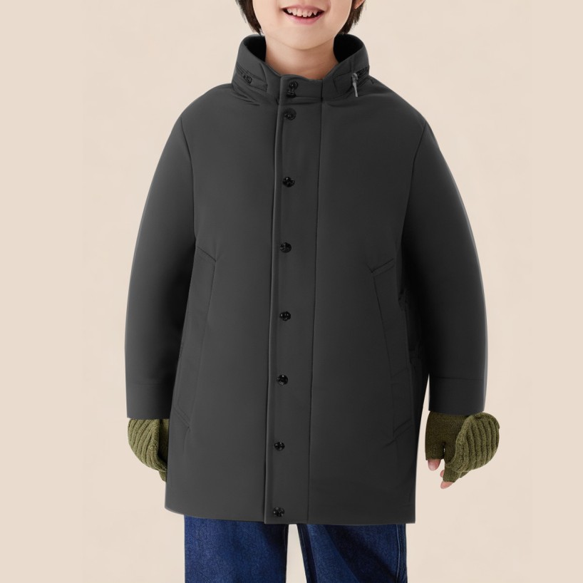 Windproof and warm long coat for boys