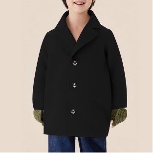 Luxurious black warm long coat for boys