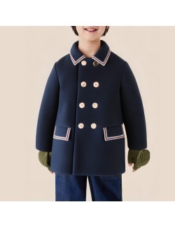Winter double-breasted loose-fitting long coat for boys
