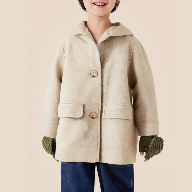Autumn hooded loose-fitting long coat for boys