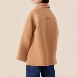 Classic lapel double-breasted long coat for boys