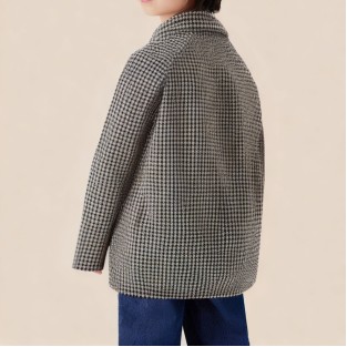 Houndstooth double-breasted long coat for boys