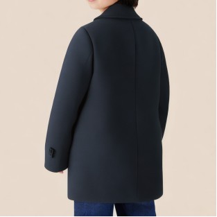 School-style double-breasted long coat for boys