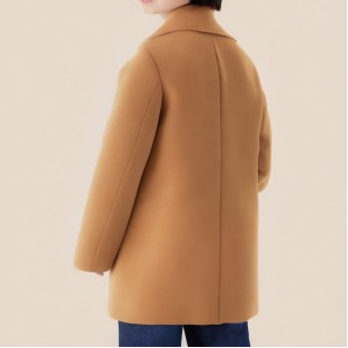 Solid color lapel long coat for boys