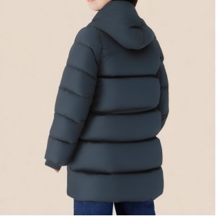 Blue hooded warm long coat for boys