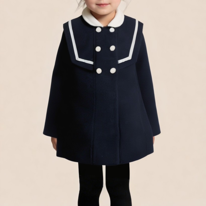 Winter vintage double-breasted wool coat for girls