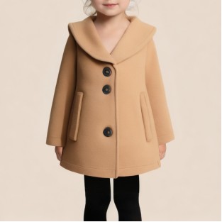 High-quality windproof girls' wool coat