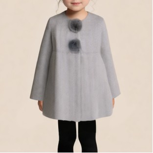 High-quality gray girls' wool coat